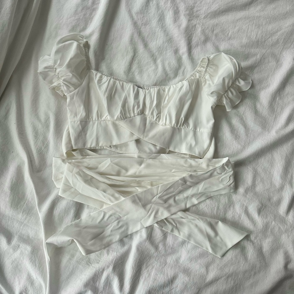 SHEIN Wrap Top ~ White L